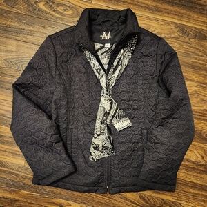 Neyelle Quilted Black Lined Jacket Size L NWOT